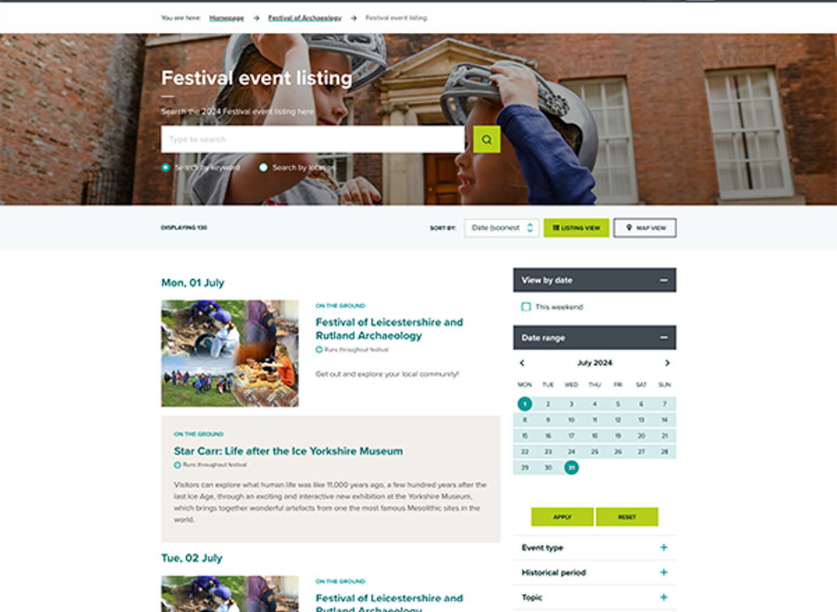 Festival event listing & map